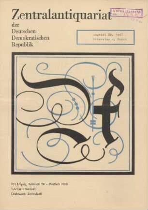 Nr. 1067: Literatur u. Kunst