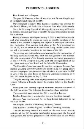 7-12, President's address - Message du président - Mensaje del Presidente