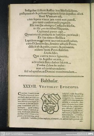 Balthasar. XXXVII. Vratislav. Episcopus