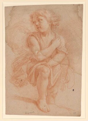Vouet, Simon: Zeichnungen II, Blatt 23: Stehendes Kind mit aufgesetztem rechten Bein, den Kopf nach links gewendet - BSB Cod.icon. 397 b(23