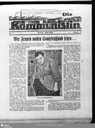 Die Kommunistin : Organ der Kommunistischen Partei Deutschlands (Sektion der Kommunistischen Internationale)