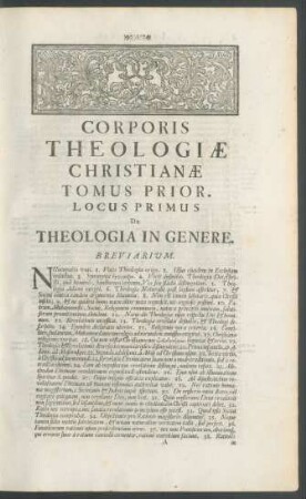 Corporis Theologiae Christianae Tomus Prior.