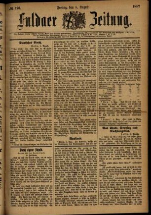 Ausgabe vom Freitag, den 05. August 1887.