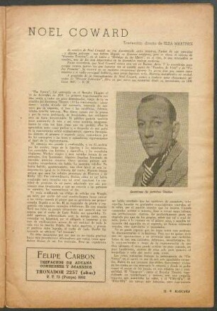 Noel Coward : Traducción directa de Elsa Mártinez