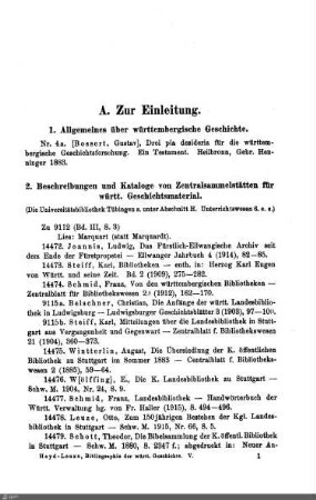 1. Allgemeines über württembergische Geschichte
