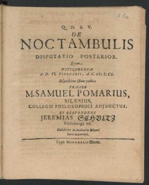 2: De Noctambulis Disputatio ...