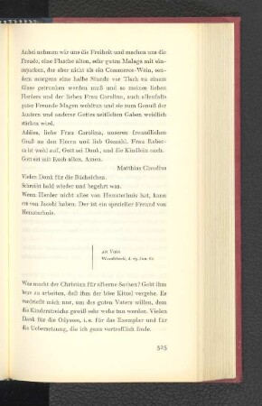 An Voss Wandsbeck, den 23. Januar 1782