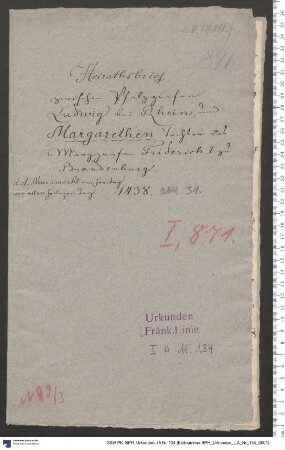Markgraf Friedrich I. von Brandenburg und Herzog Ludwig VIII. von Bayern-Ingolstadt vereinbaren die Ehe zwischen Herzog Ludwig und Markgräfin Margarethe, Tochter Markgraf Friedrichs I. von Brandenburg