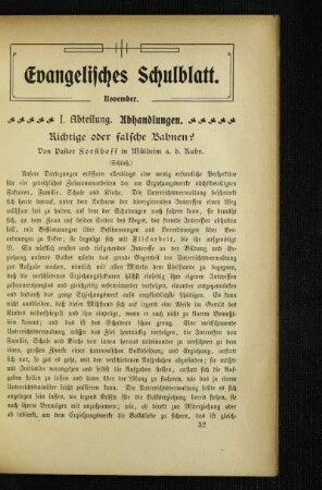 Richtige oder falsche Bahnen? : (Schluß)
