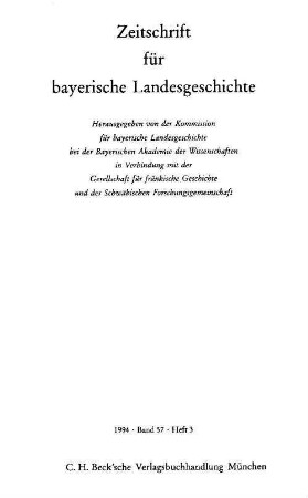 Zeitschrift für bayerische Landesgeschichte : ZBLG. 57,3. 1994