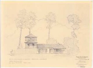Garten Noebel, Berlin-Frohnau: Ansicht Südost 1:100 (Zeichnung des Architekten)