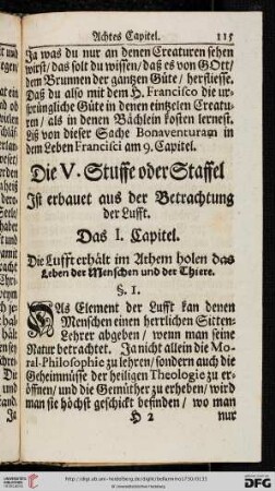 Die V. Stuffe oder Staffel ist erbauet aus der Betrachtung der Lufft