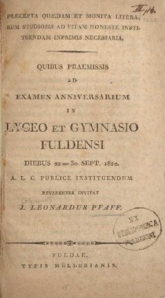 Praecepta quaedam et monita literarum studiosis ad vitam honeste instituendam inprimis necessaria