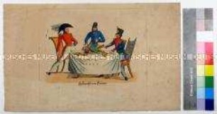 Karikatur auf das Eingreifen der Großmächte England und Frankreich zugunsten Griechenlands im Unabhängigkeitskampf gegen das Osmanische Reich