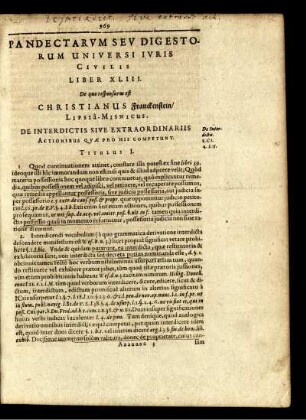... Liber XLIII. ... De Interdictis Sive Extraordinariis Actionibus Quae Pro His Competunt