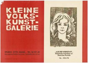 Ausstellungswerbung: "Aus der Werkstatt. Malerische Techniken an Hand des Porträts" vom 01. bis zum 25. Juni 1976