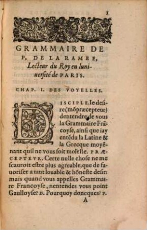 Grammaire De P. De La Ramee, Lecteur du Roy en lVniuersite de Paris ...