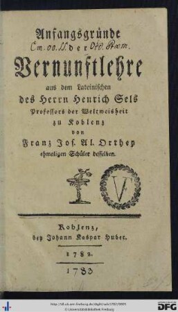 Anfangsgründe der Vernunftlehre