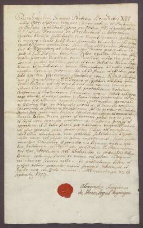 Procuratorium des Alexander Franz von Wessenberg zu Ampringen für den Vikar Zeller.