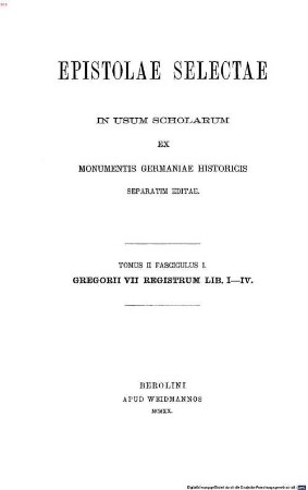 Das Register Gregors VII.. 1, Buch I - IV
