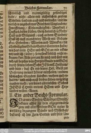II. Ein ander Beicht-Formular.