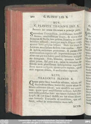 XCV. C. Plinius Traiano Imp. S. Svetonio ius trium liberorum a principe petit.