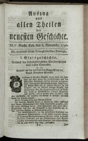 XLV. Nachl. Cob. den 6. Novembr. 1756.