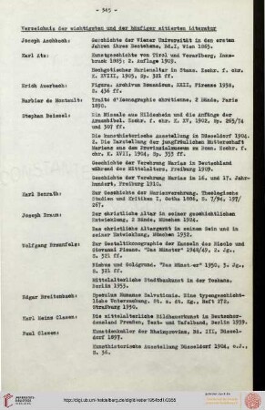 Verzeichnis der wichtigsten und der häufiger zitierten Literatur