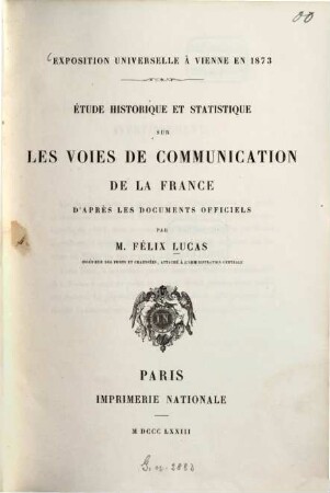 Étude historique et statistique sur les voies de communication de la France