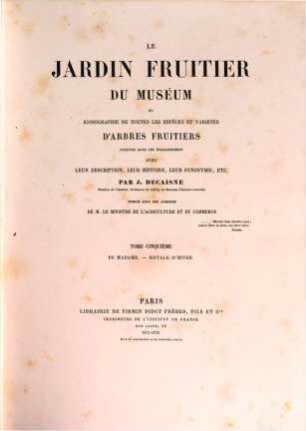 Le jardin fruitier du Muséum ou iconographie de toutes les espèces et variétés d'arbres fruitiers cultivés dans cet établissement avec leur description, leur histoire, leur synonymie, etc., 5. De Madame - Royale-d'Hiver