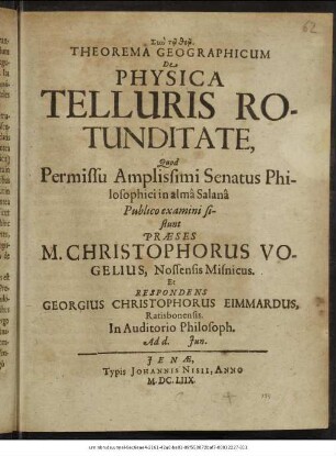 Theorema Geographicum De Physica Telluris Rotunditate