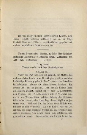 Zwei Fälle von Tumoren an der Basis cranii