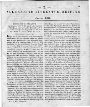 Ammon, C. F. v.: Die Geschichte des Lebens Jesu mit steter Rücksicht auf die vorhandenen Quellen dargestellt. Bd. 1. Leipzig: Vogel 1842 (Beschluss von Nr. 1)
