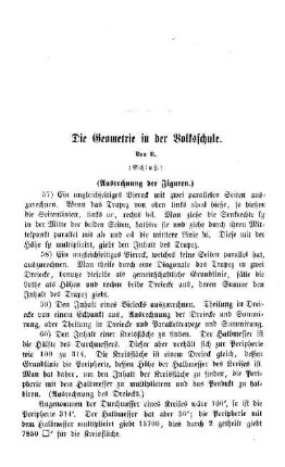 Die Geometrie in der Volksschule : (Schluß)
