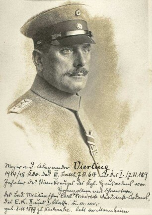 Vierling, Alexander; Major, geboren am 08.11.1877 in Karlsruhe
