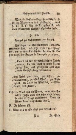 §. 18. Exempel zur Bestimmtheit der Fragen.