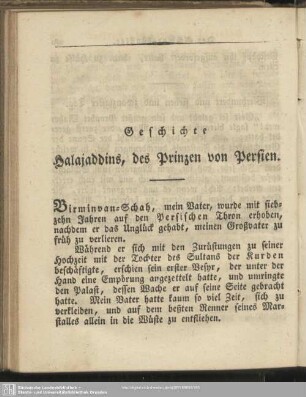 Geschichte Halajaddis, des Prinzen von Persien