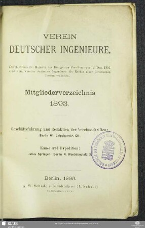 1893: Mitgliederverzeichnis