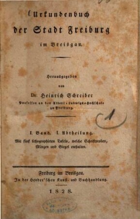 Urkundenbuch der Stadt Freiburg im Breisgau, 1,1