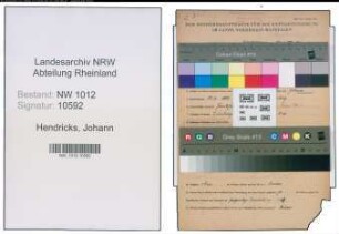 Entnazifizierung Johann Hendricks , geb. 29.04.1898 (Richtmeister)