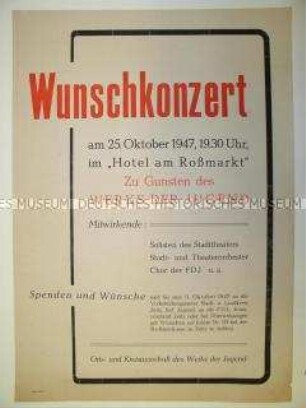Maueranschlag der FDJ Zeitz mit Ankündigung eines Wunschkonzertes