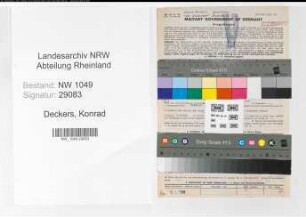 Entnazifizierung Konrad Deckers , geb. 14.06.1912 (Spediteur)