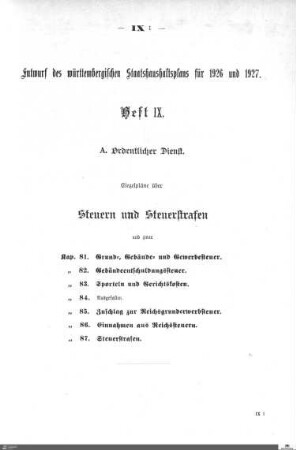 Staatshaushaltsplan 1926-1927, Heft 9