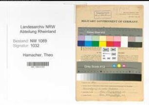 Entnazifizierung Theo Hamacher , geb. 25.02.1891 (Polizist)