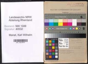 Entnazifizierung Karl Wilhelm Manet , geb. 01.08.1903 (Betriebsleiter)
