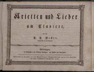 Arietten und Lieder am Claviere