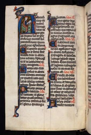 Historisierte Initiale: A(rfaxath): Autor am Schreibpult