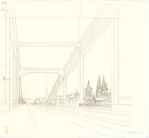 Fischer, Theodor; Köln; Rheinbrücke - Perspektive