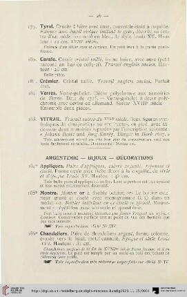 Argenterie - Bijoux - Décorations (Nr. 184-200)