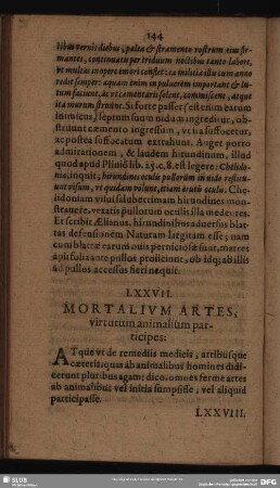 LXXVII. Mortalium Artes, virtutum animalium participes